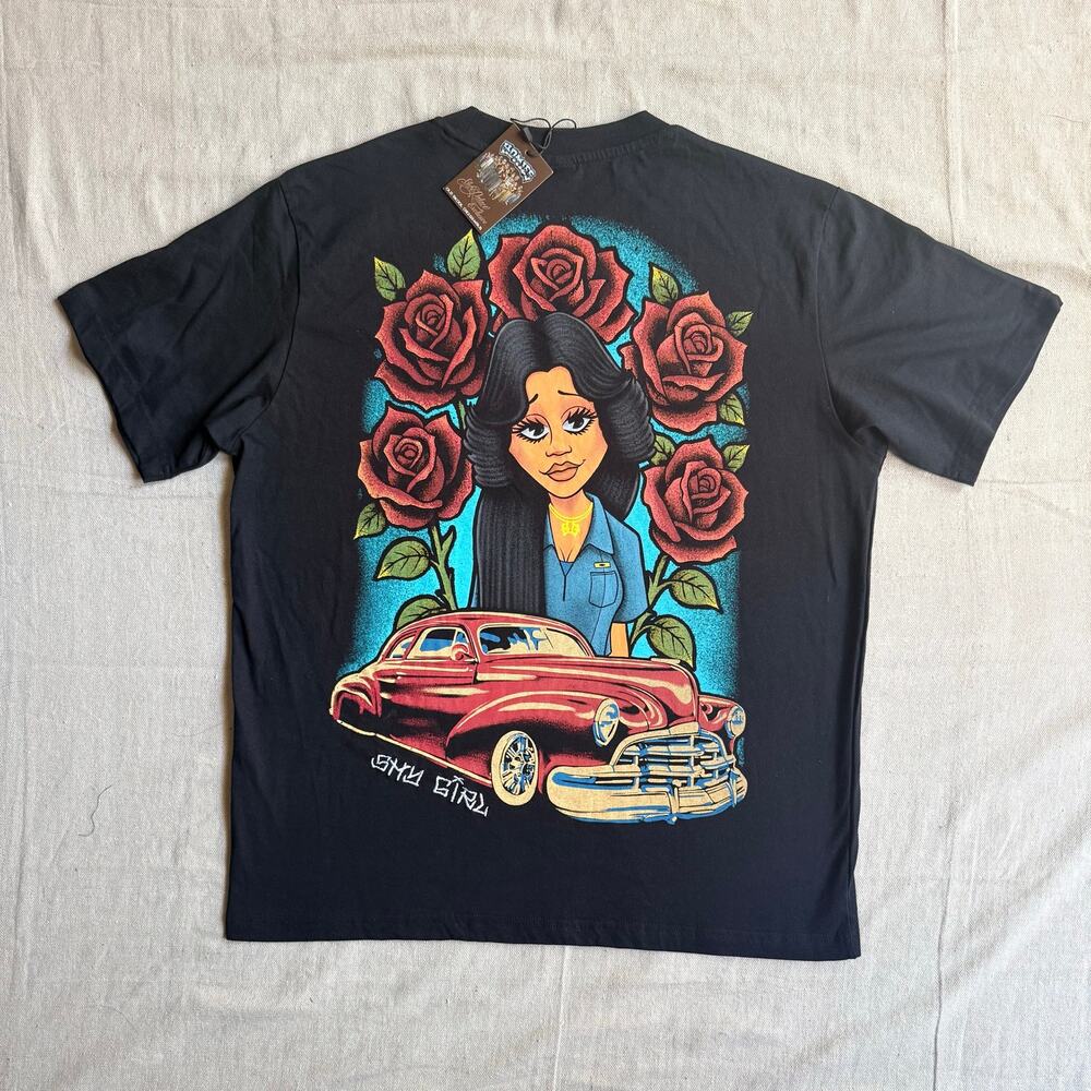 Homies T-Shirt Men's M Shy Girl Lowrider Black Cotton Chicano NWT Shoe Palace